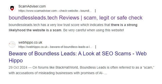 Is Boundless Leads a scam? Evidence Backing Google