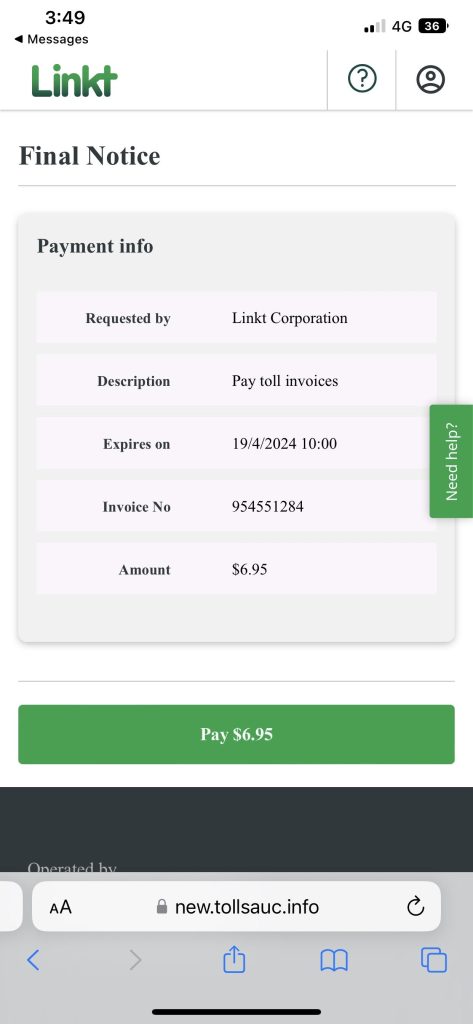 Linkt SMS SCAM - Phishing Site