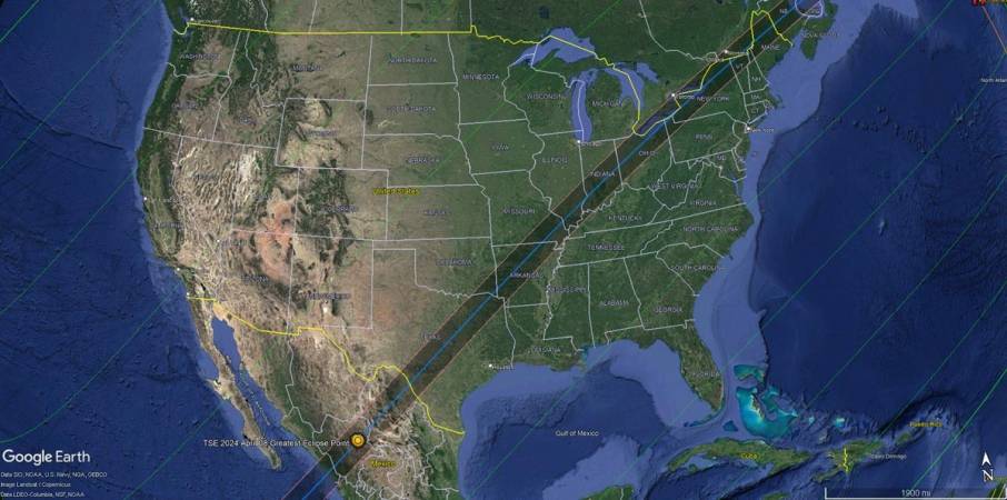 Total Solar Eclipse 2024 - Path over United States