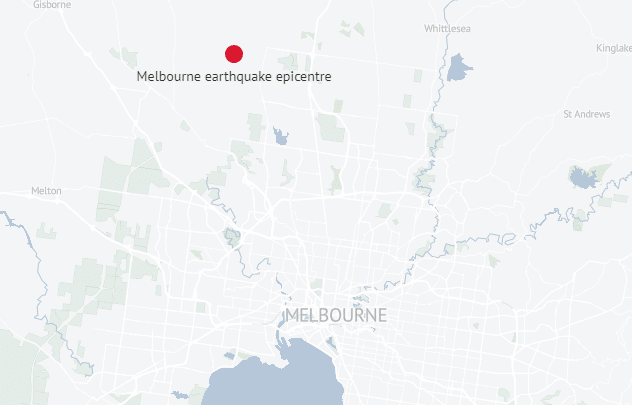 Melbourne Earhtquake epicentre Image