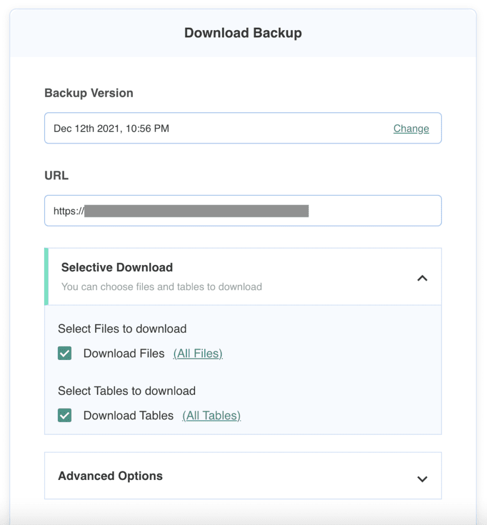 Downloading a backup free Blogvault